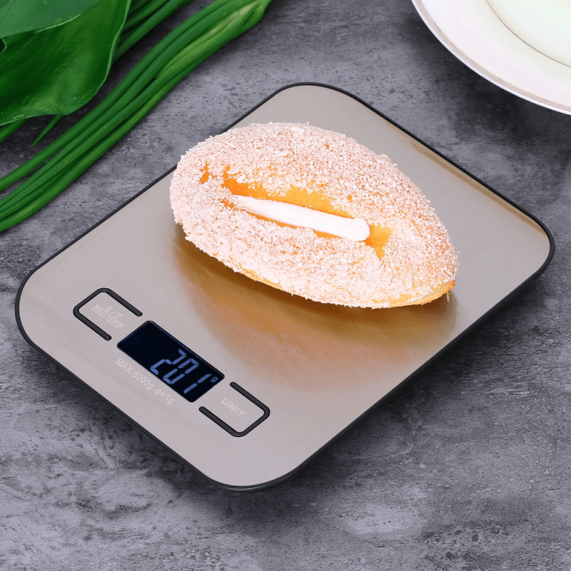 5/10Kg Digital Multi-Function Food Kitchen Scale Stainless Steel Fingerprint-Proof Finish Platform with LCD Display Baking Scale for Cooking Baking