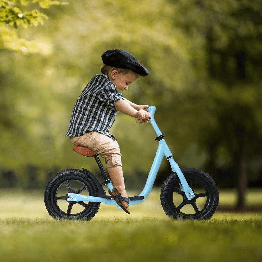 12'' Aluminum Balance Bike Adjustable Seat Handlebar Walking Learning Scooter with Footrest Children Gift