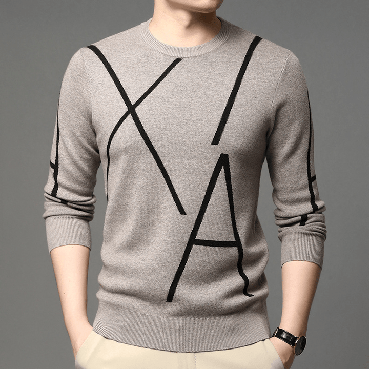 Men'S Sweater Long-Sleeved Korean Pullover Jacquard Fashion Youth Trend Bottoming Shirt