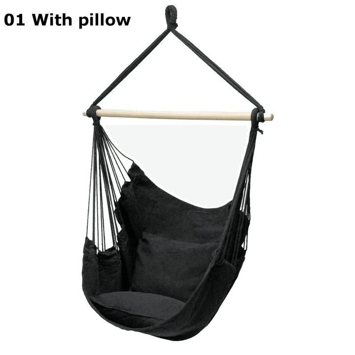 Portable Hanging Hammock Chair Swing Seat Home Garden Outdoor Camping Pillows - MRSLM