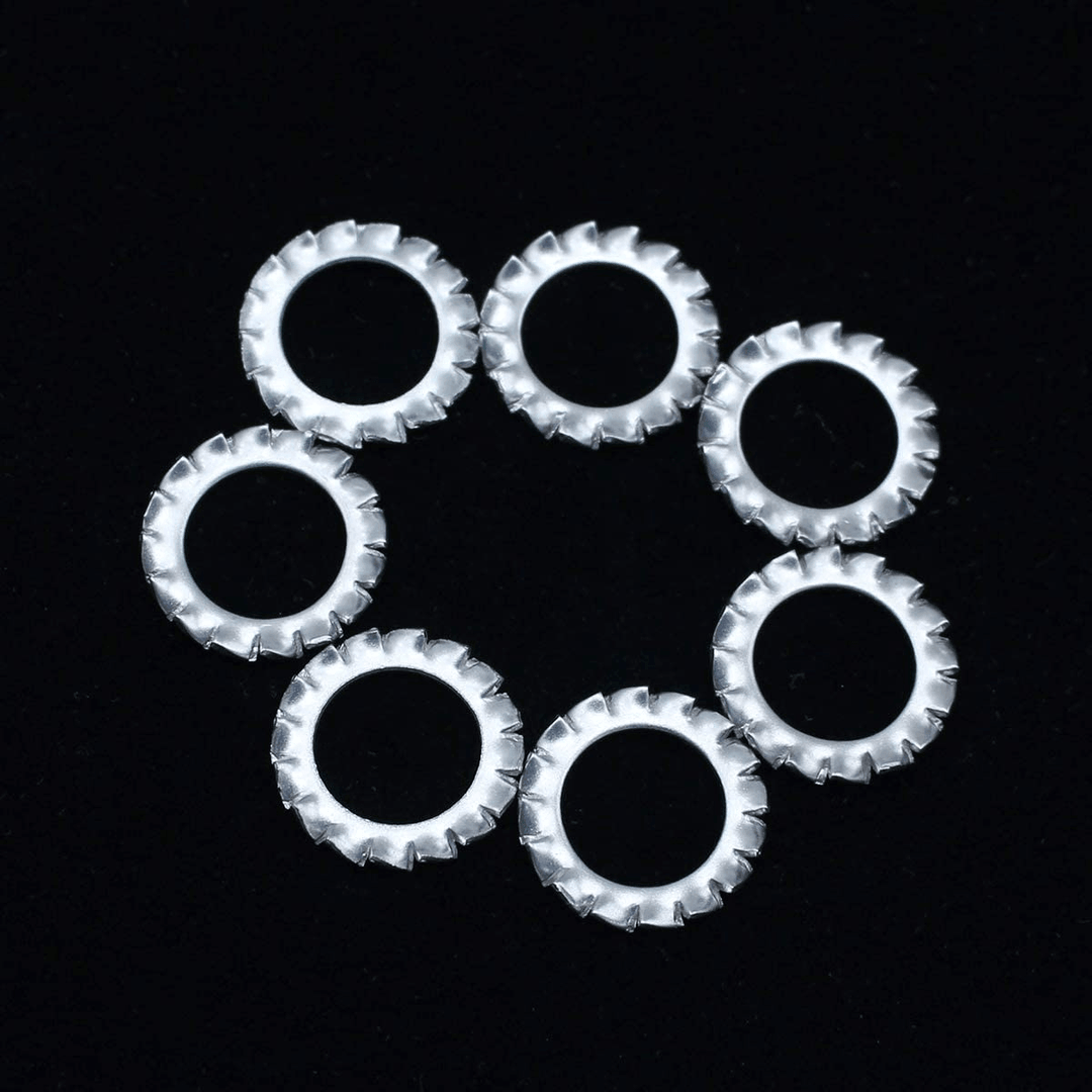 Suleve 300Pcs 304 Stainless Steel External Tooth Lock Washers Anti-Loosening Washer M2.5-M12 Assortment Kit