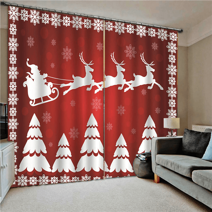 132*160Cm Christmas Printed Curtains Blackout Window Curtains for Living Room Christmas Decoration