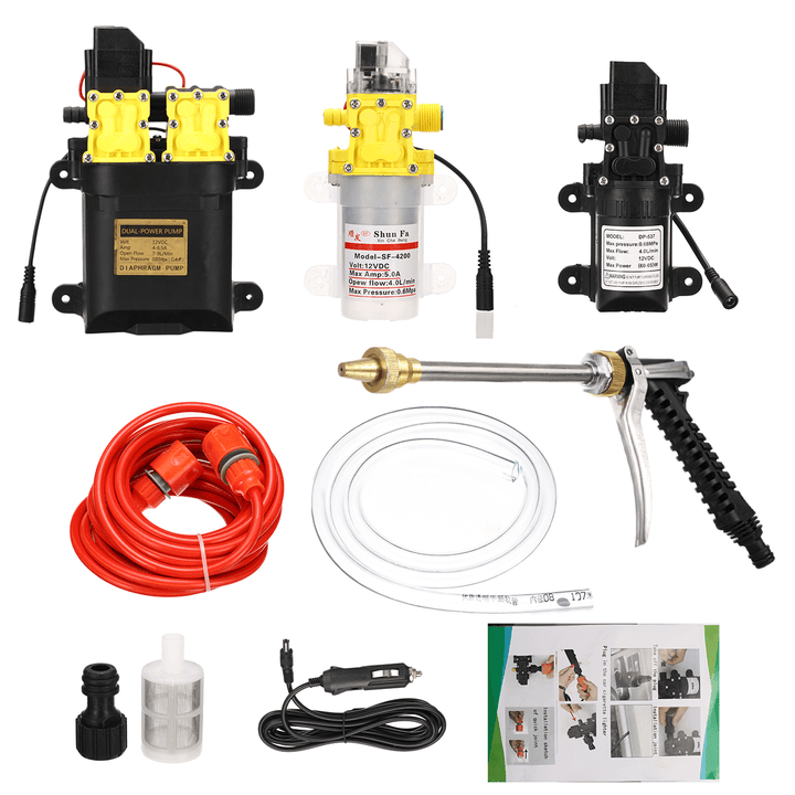 12V Portable High Pressure Washer Car Cleaner Water Wash Pump Sprayer Guns + 10M Tube