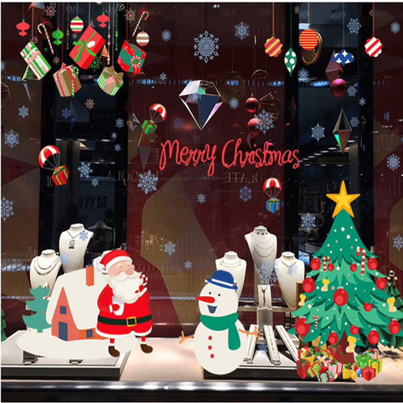 Miico ABQ9706 Christmas Sticker Cartoon Wall Stickers PVC Removable for Room Decoration Christmas Party