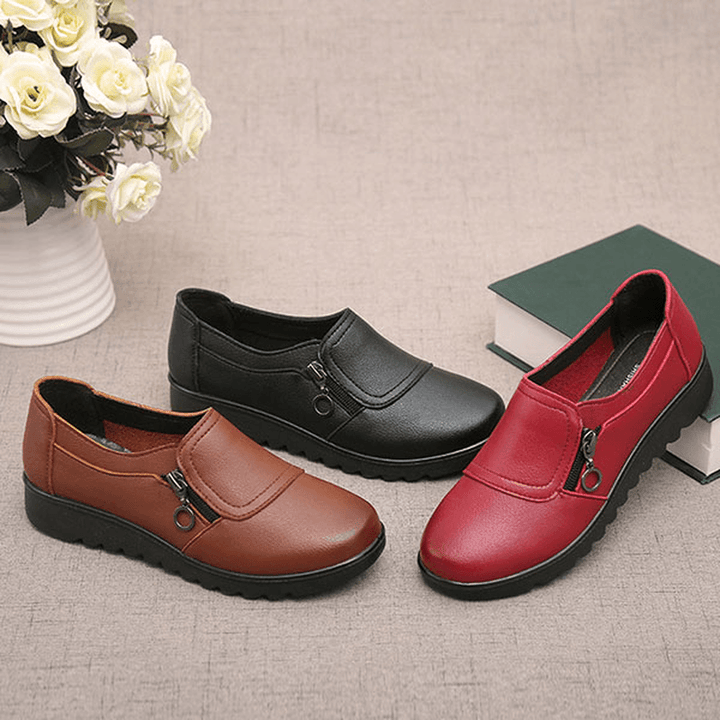 Women Casual Leather Slip on Outdoor Flat Loafers