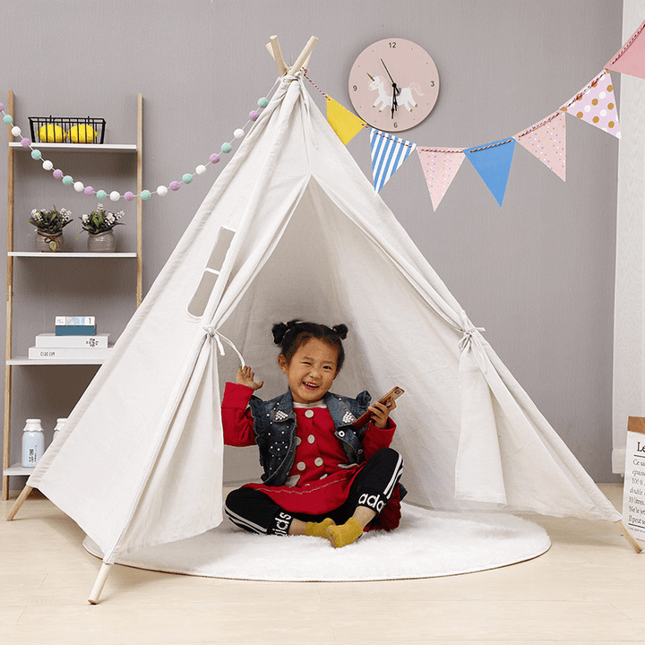 Indian Portable Children Tents Cotton Canvas Baby Game Beach Teepees Kids Play House Triangle Room Decoration