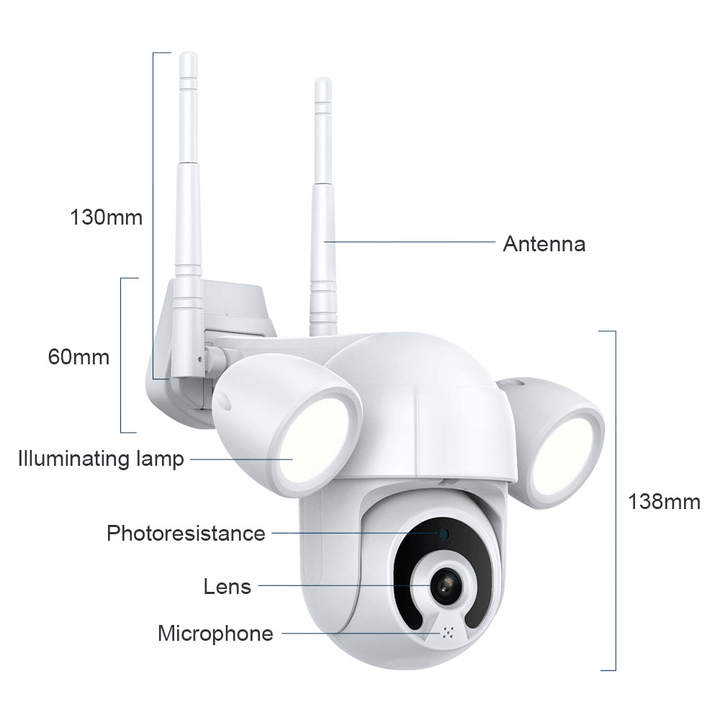 INQMEGA ST-939 3MP Smart WIFI Lighting IP Camera Courtyard Floodlight Outdoor IR IP66 Waterproof Home Garden CCTV Security Surveillance Cam Lights Wall Lamp