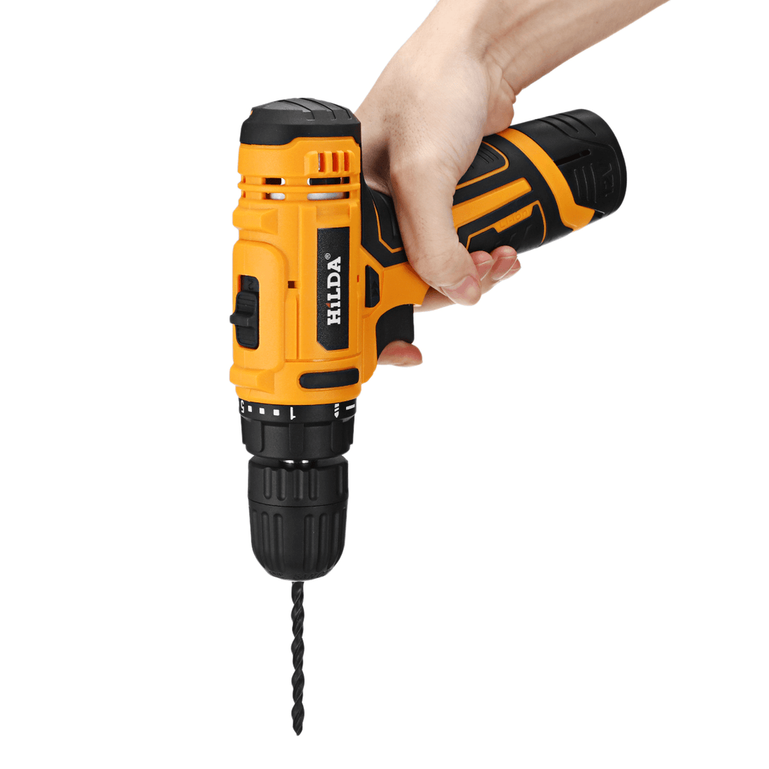 Hilda 12V Electric Drill Lithium Battery Hand Drill Driver Cordless Screw Driver Tool EU Plug