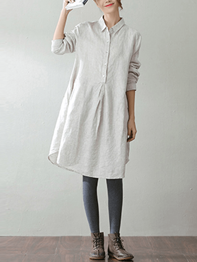 Women Lapel Shirt Dress