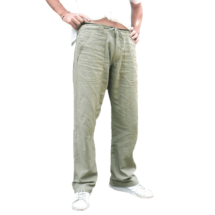 Mens Ethnic Style Cotton Comfy Breathable Straight Leg Pants