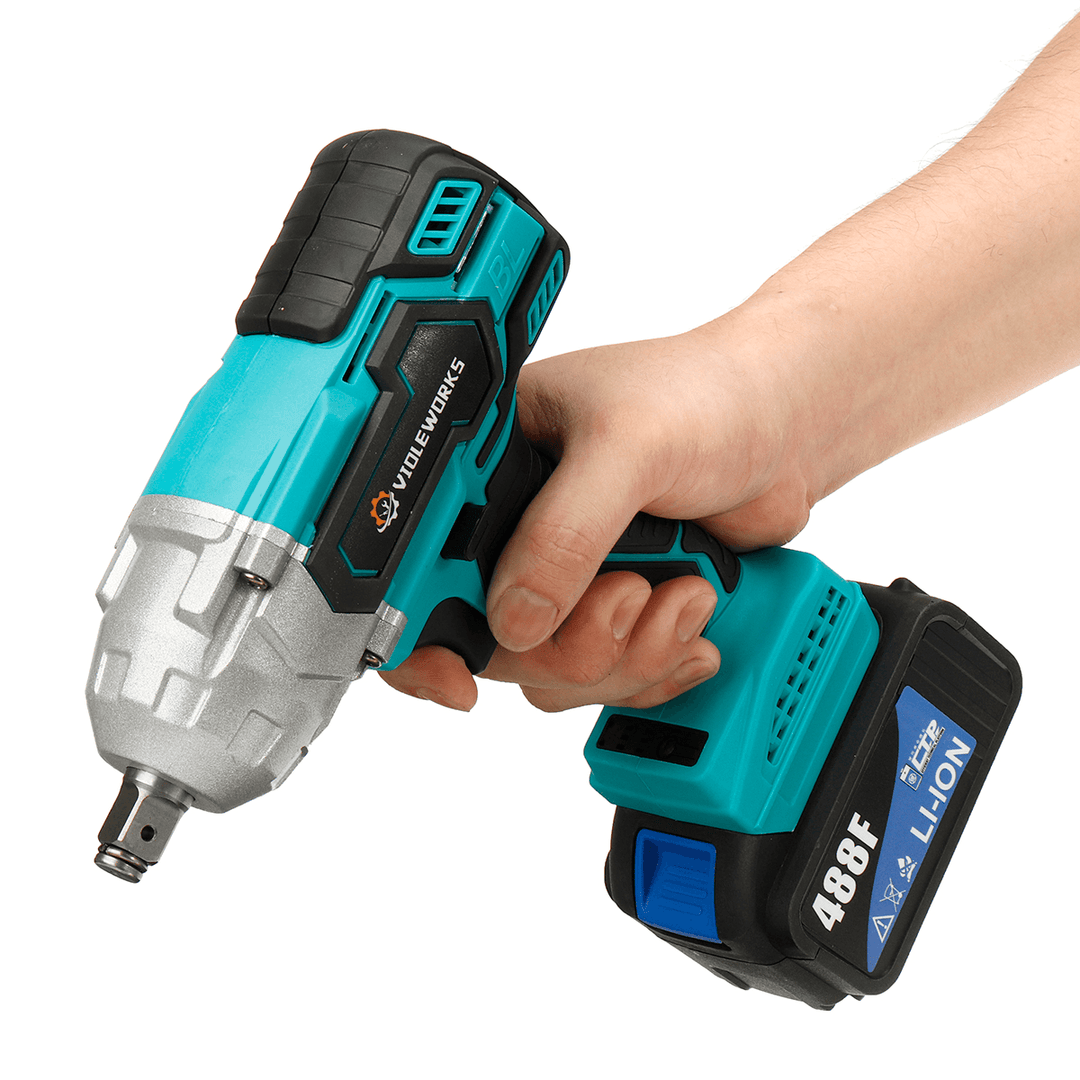 488VF 880N.M Brushless Impact Wrench Cordless Electric Socket Wrench W/ 1/2Pcs Battery