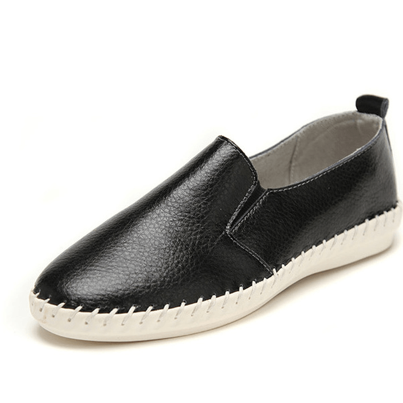 Women Spring Casual Flat Shoes Slip on Loafers Soft Bottom Leather Flat Shoes