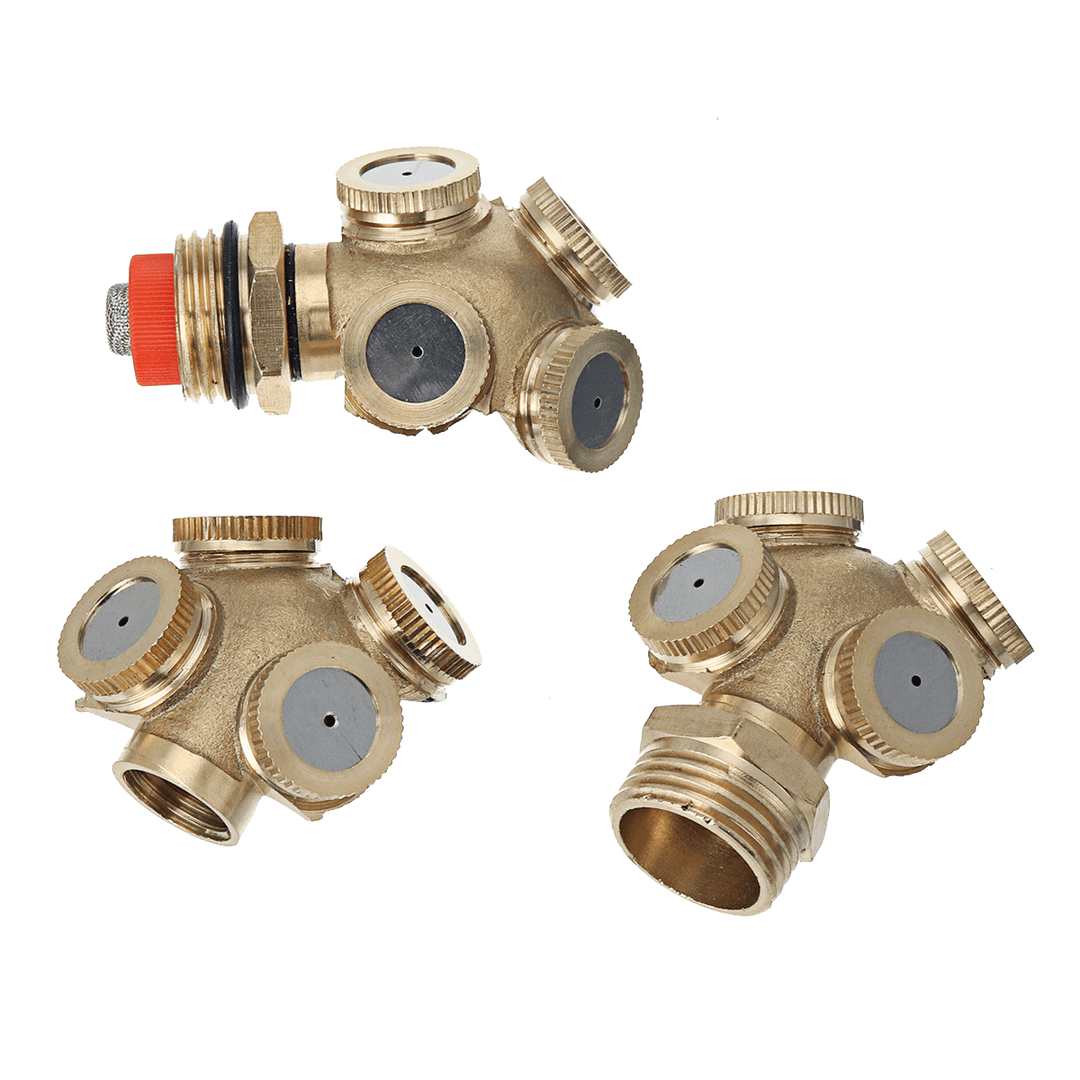 4 Hole Brass Spray Misting Nozzle Garden Sprinkler Irrigation Fitting Adjustable