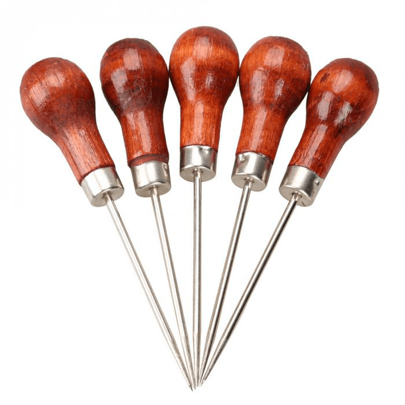 4Mm Leather Cloth Overstitch Wheel with 5Pcs Awl Pin Sewing Hand Punch Hole Tool