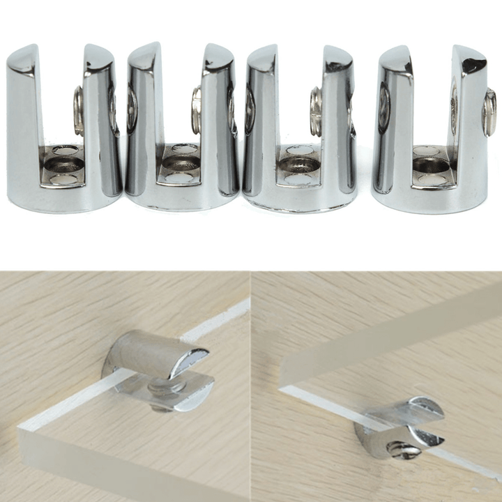 4Pcs Zinc Alloy round Shelves Support Brackets Clamps 4-6Mm Glass Wooden