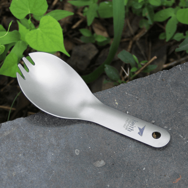 Keith Ti5312 Titanium Short Handle Ultralight Spork Spoon Outdoor Camping Picnic Children Tableware