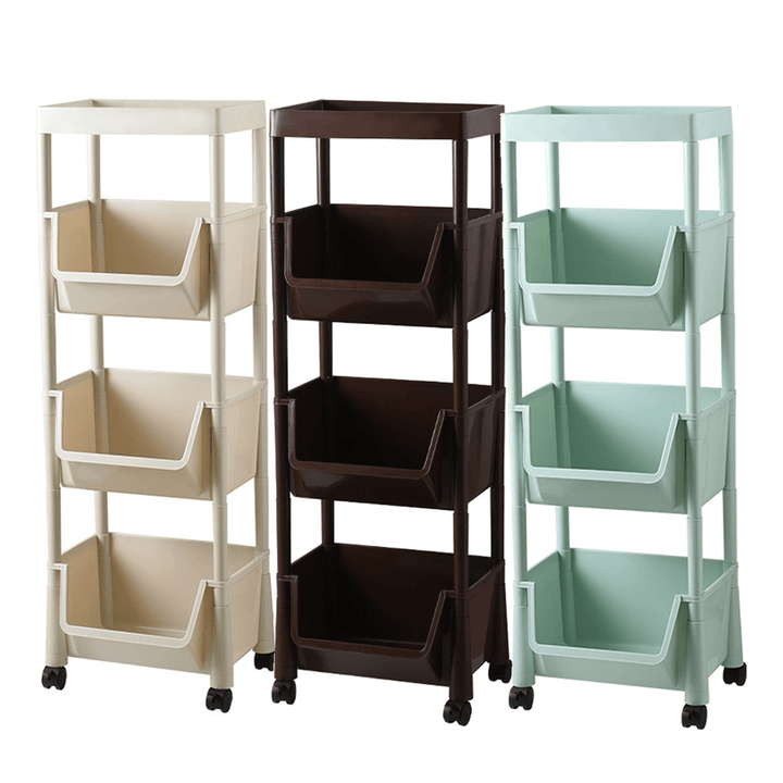 3 Layers Movable Kitchen Storage Rack with Wheels Vegetable Fruit Basket Kitchen Organizer Multi-Functional Storage Shelf