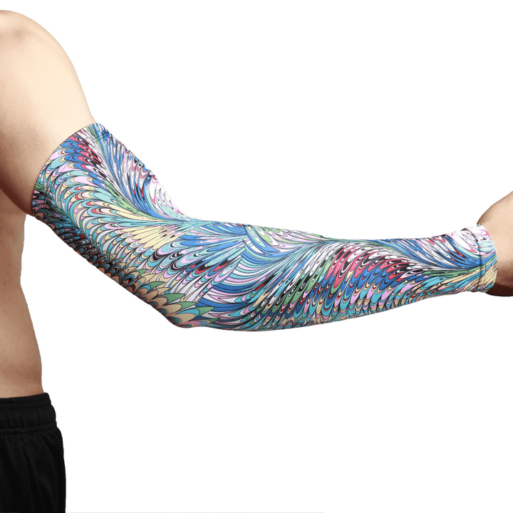 American Overseas Warehouse Hair Outdoor Sun Protection Peacock Pattern Cool Sleeve Riding Tattoo Arm Elbow Sleeve