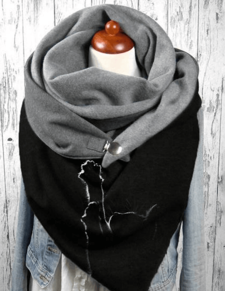 Fashion Casual Cat Print Thick Warm Shawl Scarf