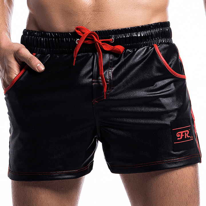 Mens Leather Elastic Waist Drawstring