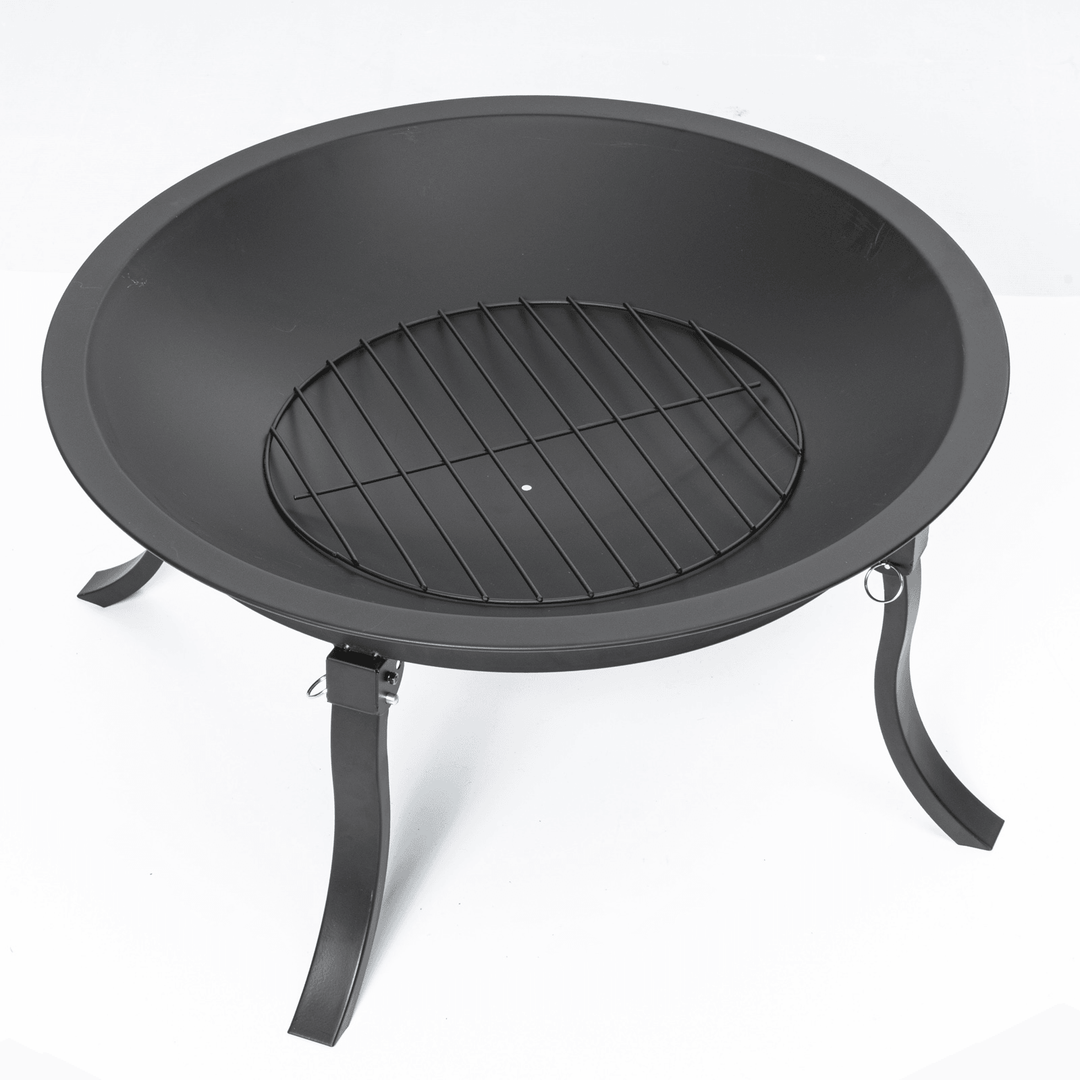 Kingso 24Inch Portable Fire Pits with 4 Foldable Legs Wood Burning Firepit Steel BBQ Grill Fire Bowl for Outdoor Camping Patio Backyard Garden