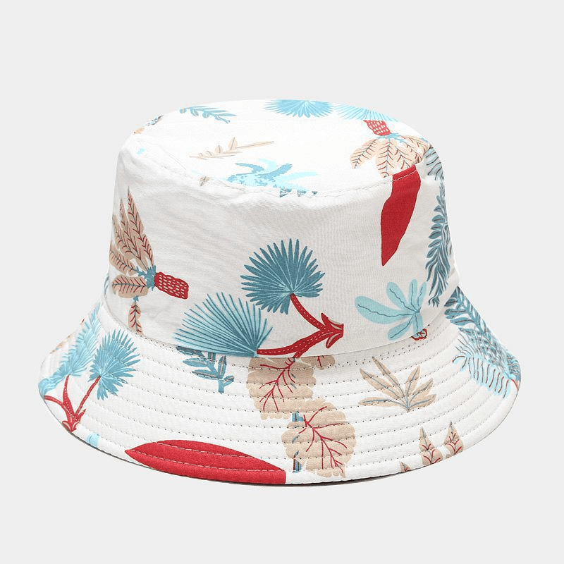 Marine Plant Pattern Double-Sided Fisherman Hat