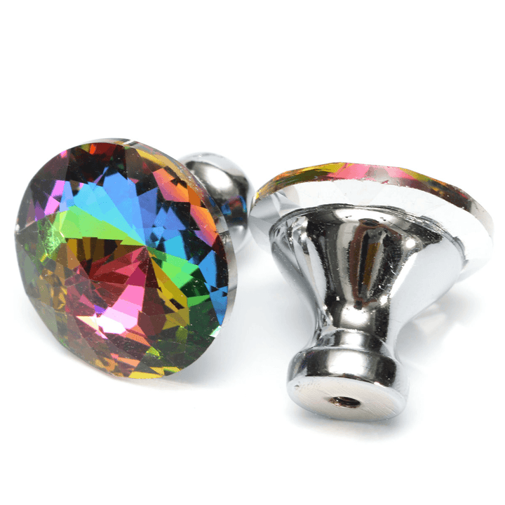 10Pcs 28Mm Diamond Crystal Shape Glass Cabinet Knob Cupboard Drawer Pull Handle