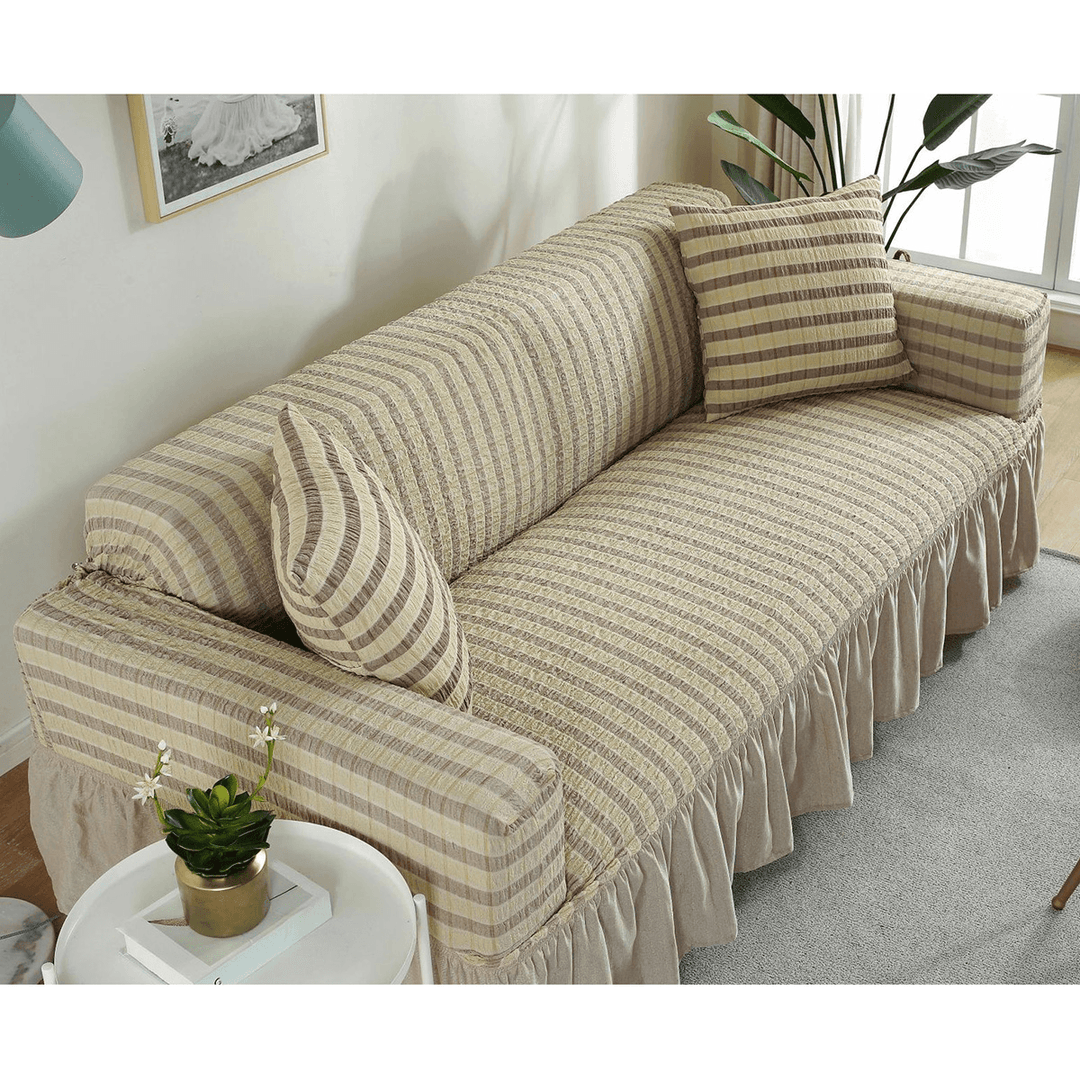 1/2/3/4 Seaters Spandex Elastic Stretch Sofa Armchair Cover Living Room Couch with Skirt