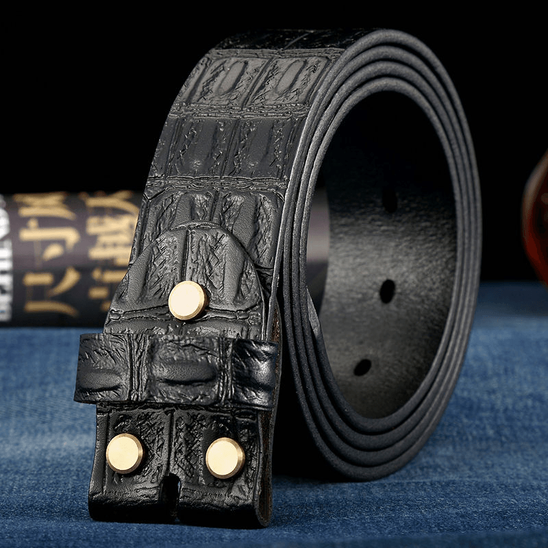 Headless Belt Men'S Leather without Head Pin Buckle