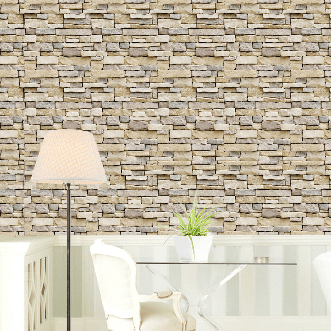 3D Wall Paper Brick Stone Pattern Sticker Rolls Self-Adhesive Backdrop DIY Room Decor