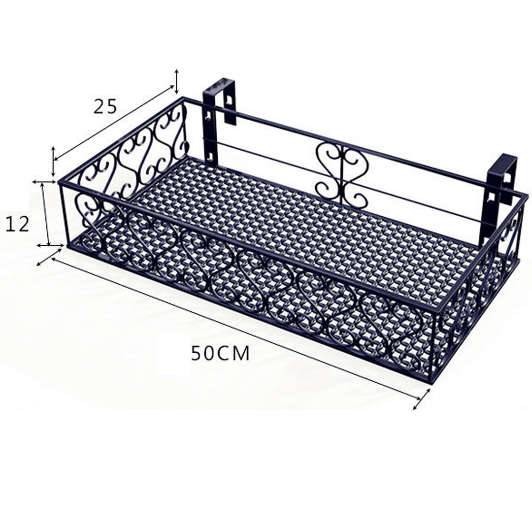 Flower Pot Stand Rack-Mounted Balcony Wrought Iron Hanging for Home - MRSLM