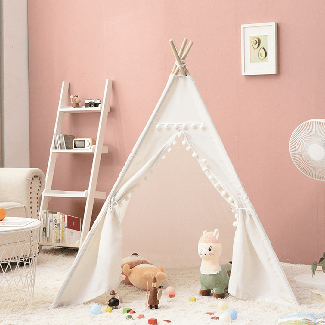 1.35M-1.8M Baby Tents Teepee DurableÔºÜQuality Cotton Canvas Triangle Tent Kids Playhouse Pretend Indoor/Outdoor Play Tent Decoration House Game Gift