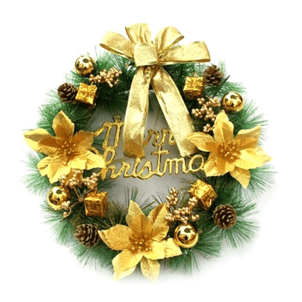 2020 Christmas Wreath Garland Merry Christmas Front Door Wreath Artificial Plants Flower Wall Window Hanging Ornament - MRSLM