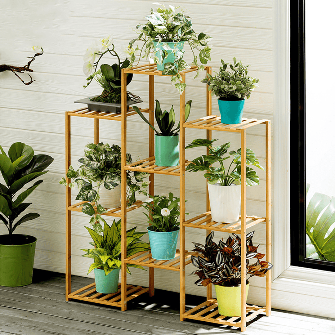 Multi-Layer Plant Shelve Floor-Standing Potted Plant Rack Thicken Batten Breathable Material for Garden Sets