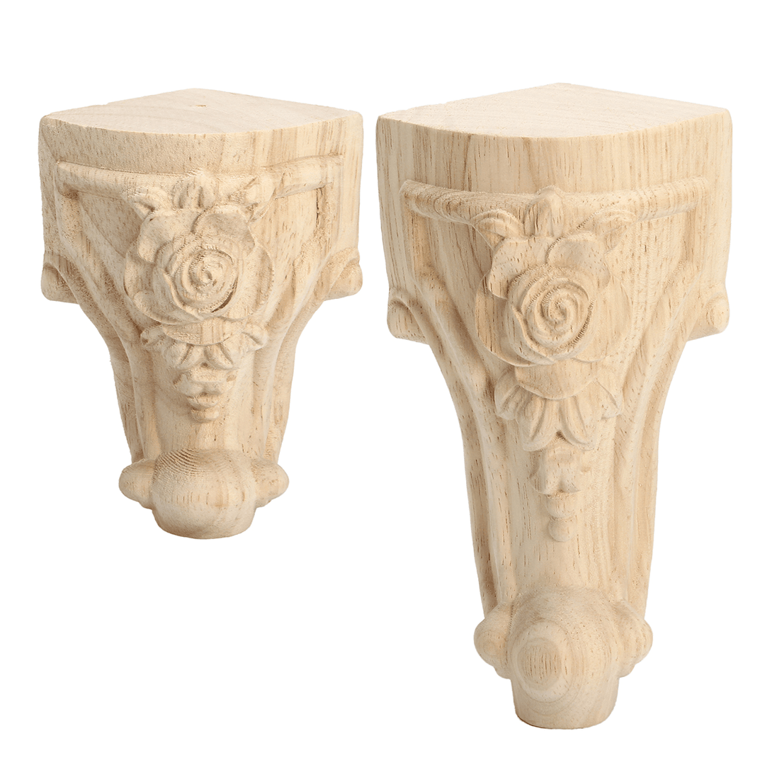 4Pcs Solid Wood Carved Furniture Foot Leg Support TV Cabinet Couch Sofa European Style