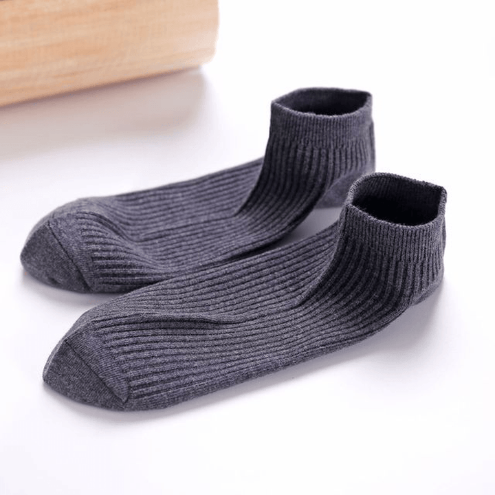 Men'S New Breathable Double Needle Boat Socks Men'S Socks Wild Solid Color Draw Socks Socks Cotton Sweat Socks