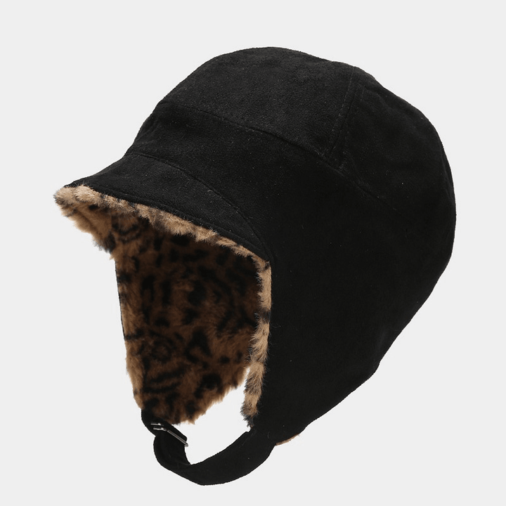 Suede Leopard Print Lei Feng Hat Warm Cycling Anti-Cold Ear Protection