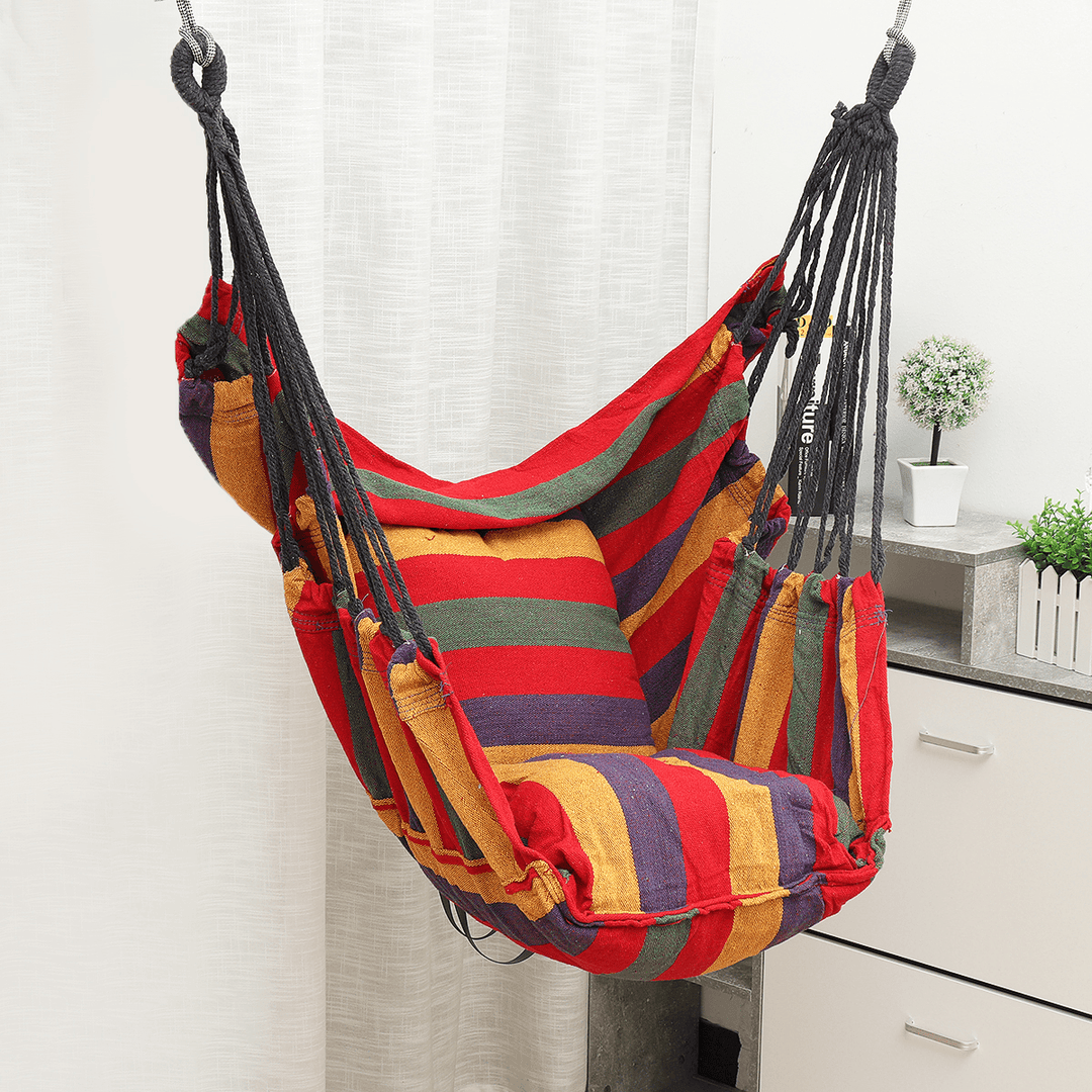 Hammock Cotton Hanging Rope Sky Chair Swing Seat Cushion Garden Outdoor Indoor - MRSLM