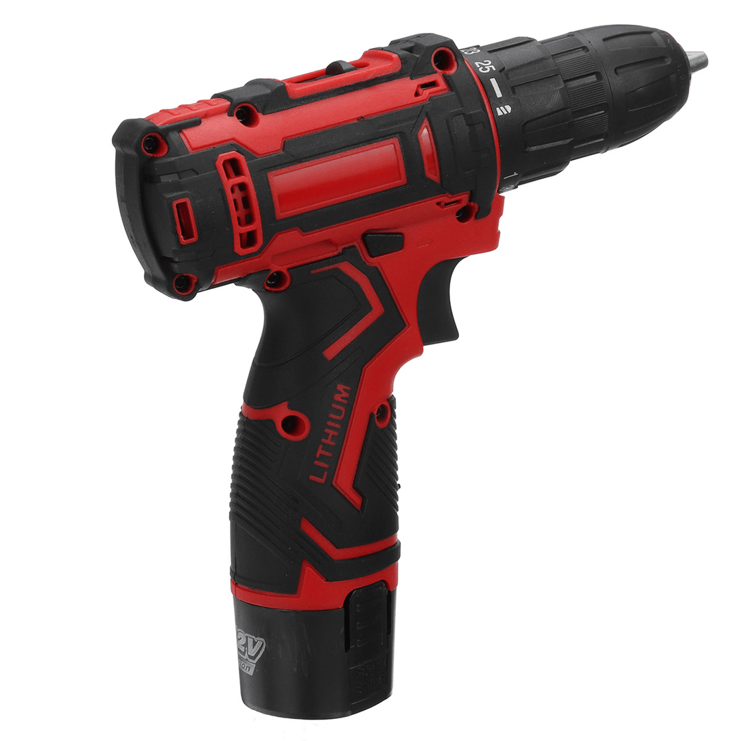 12V 300W 2 Speed Cordless Drill Driver 25+1 Torque 1350 RPM 10Mm Electric Screwdriver W/ 1/2 Battery