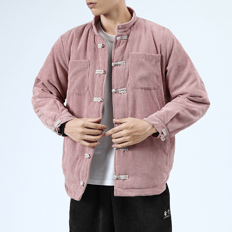 Men'S Casual Cotton-Padded Buckle Top Coat