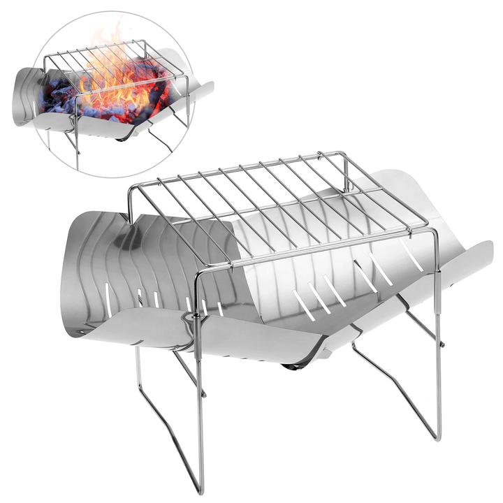 Ultra-Light Stainless Steel Folding Fire Pit High Temperature Resistance Camping Barbecue Wood Stove