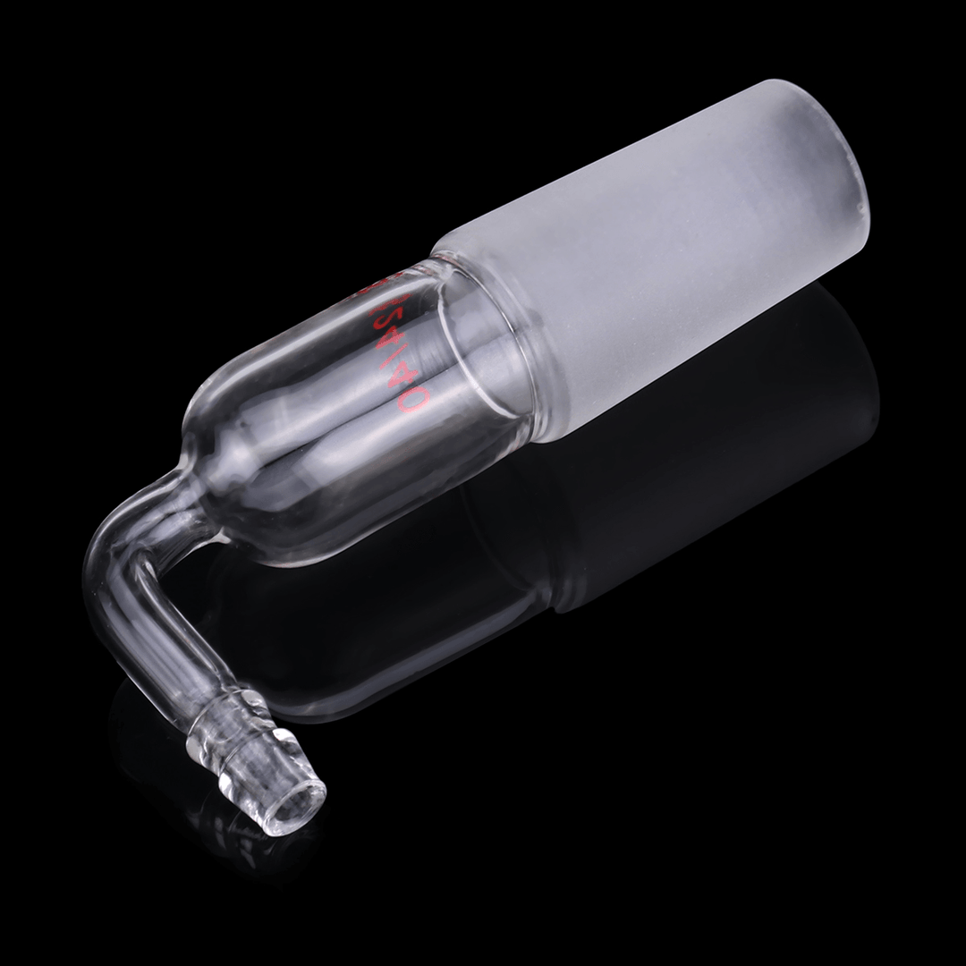 24/40 Glass Adapter Cone to Rubber Tube Right Angle Connection Hose Inlet Lab Glassware