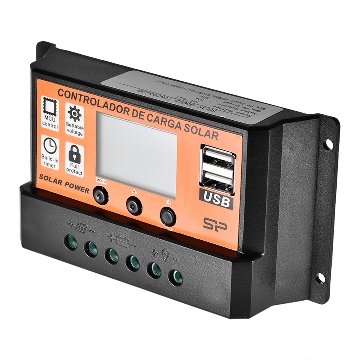 12V/24V MPPT Solar Charger Controller Solar Panel Battery Regulator Controlador with Dual USB LCD Display