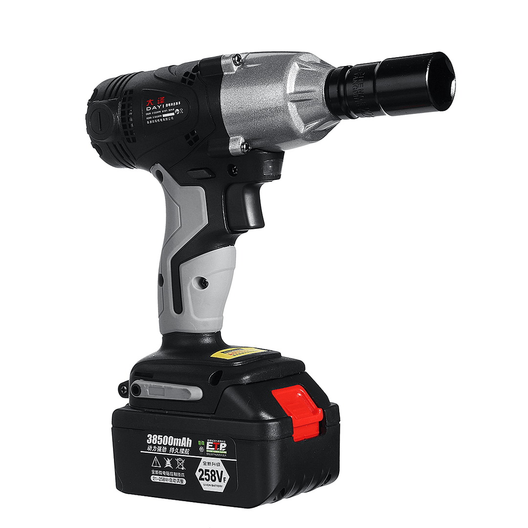 258VF Cordless Brushless Electric Impact Wrench Rechargeable Wrench Screwdriver Power Tool W/ 1/2Pcs Battery