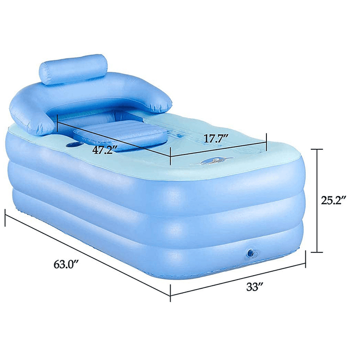 63X33X25.2 Inch Inflatable Bath Tub Adult Folding PVC Portable Spa Swimming Pool