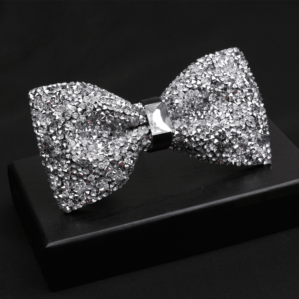 Fashionable Men'S Shiny Diamond Bow Tie