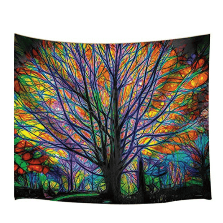 180X180Cm Colorful Tree Leaves Waterproof Bathroom Shower Curtain W/ 12 Hooks