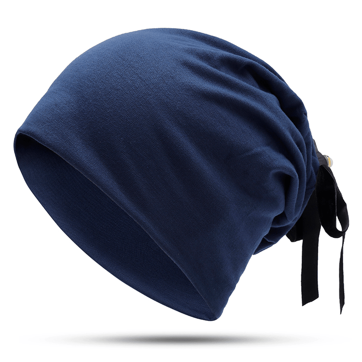 Women Summer Plain Color Turban Hat Casual Bow Skullcap Beanie Caps