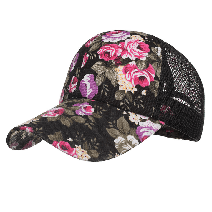 Women Summer Outdoor Print Breathable Mesh Baseball Cap Casual Adjustable Visor Hat - MRSLM