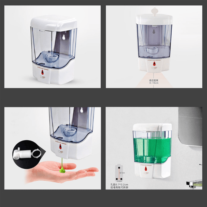 700ML Automatic Soap Dispenser Wall-Mounted Touchless IR Sensor Sanitizers Liquid Dispenser